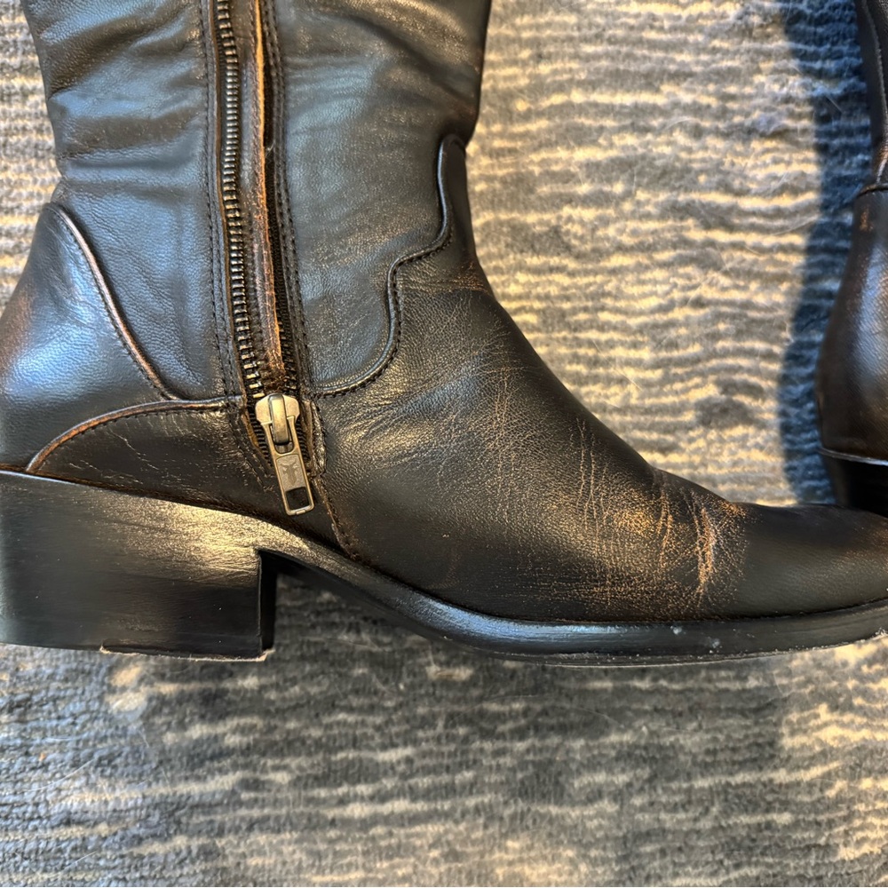 Frye Women’s Carson Black Knee-High Leather Boots “Antiqued Black”EUC 10B - Picture 12 of 13